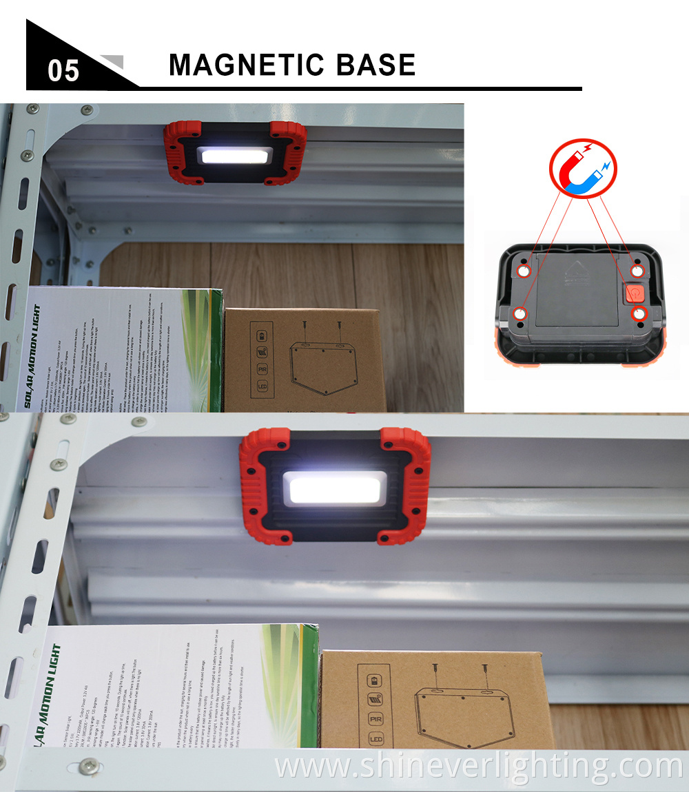 Flexible magnetic base work light with pivoting bracket